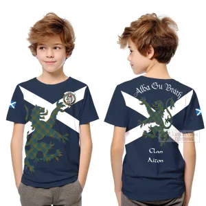 Aiton Tartan Lion Rampant Kid T-Shirt Proudly Display Your Heritage with Alba Gu Brath and Clan Name