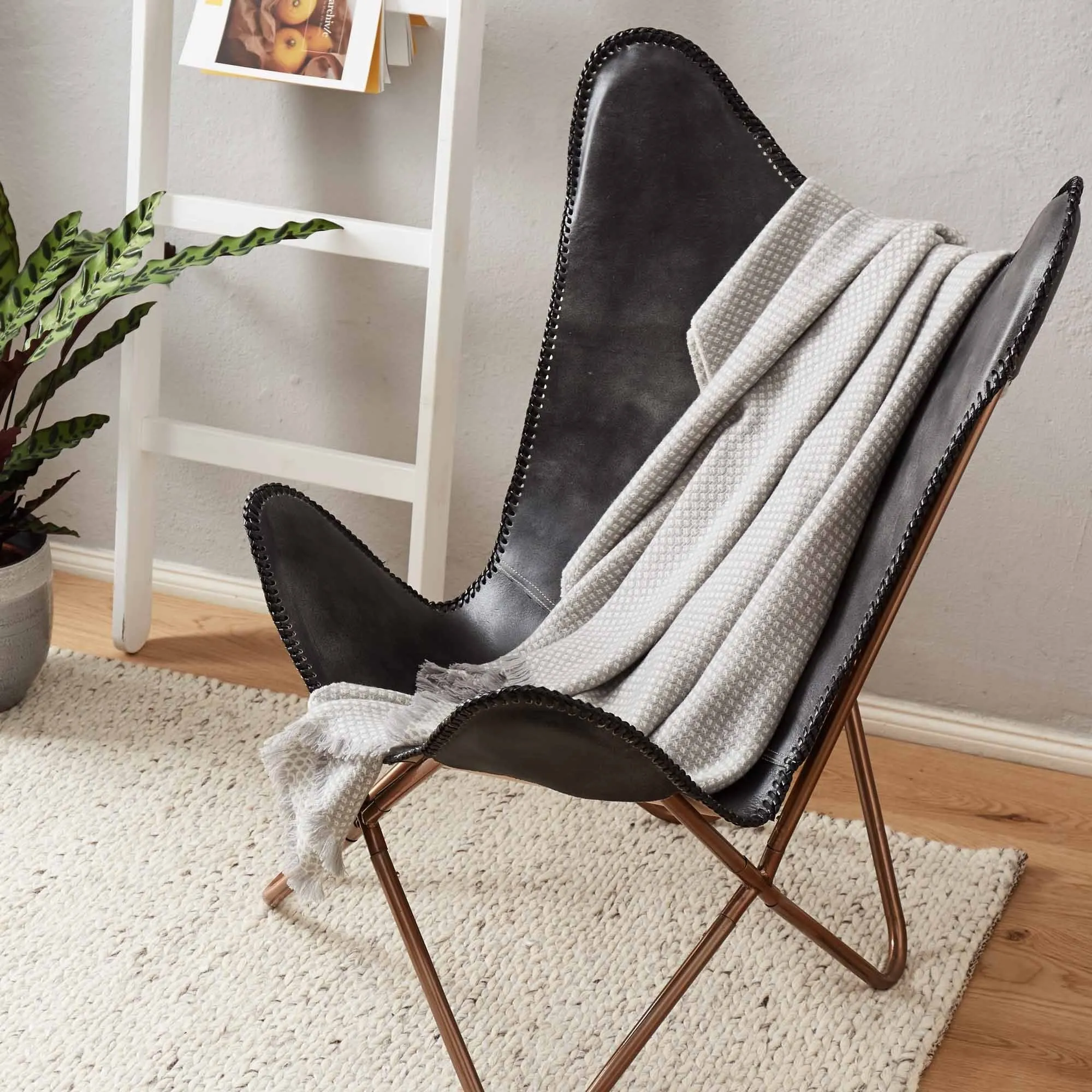 Alashan Cashmere Blanket [Light grey/Cream]