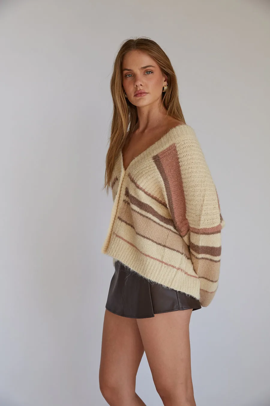 Alden Stripe Knit Button Up Cardigan