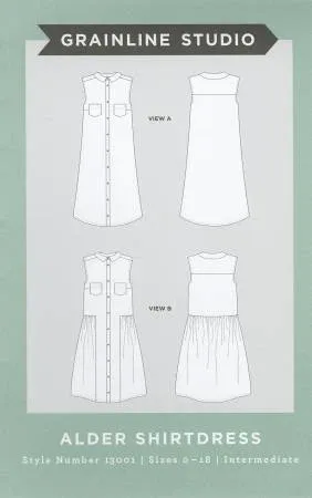 Alder Shirtdress Pattern from Grainline Studio Sizes 0-18