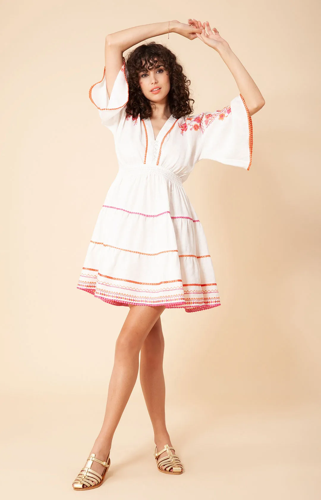 Aliah Embroidered Linen Dress