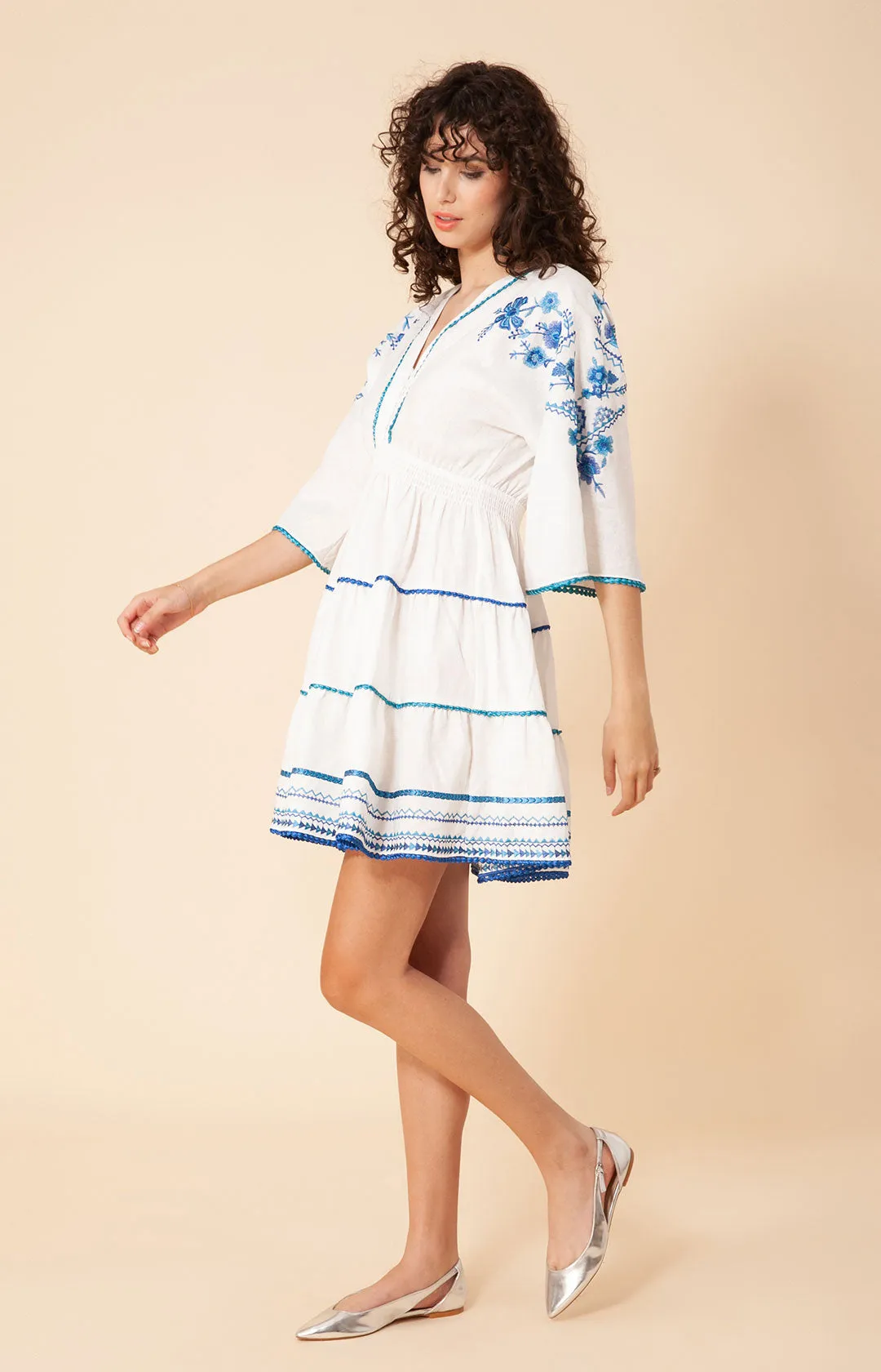 Aliah Embroidered Linen Dress