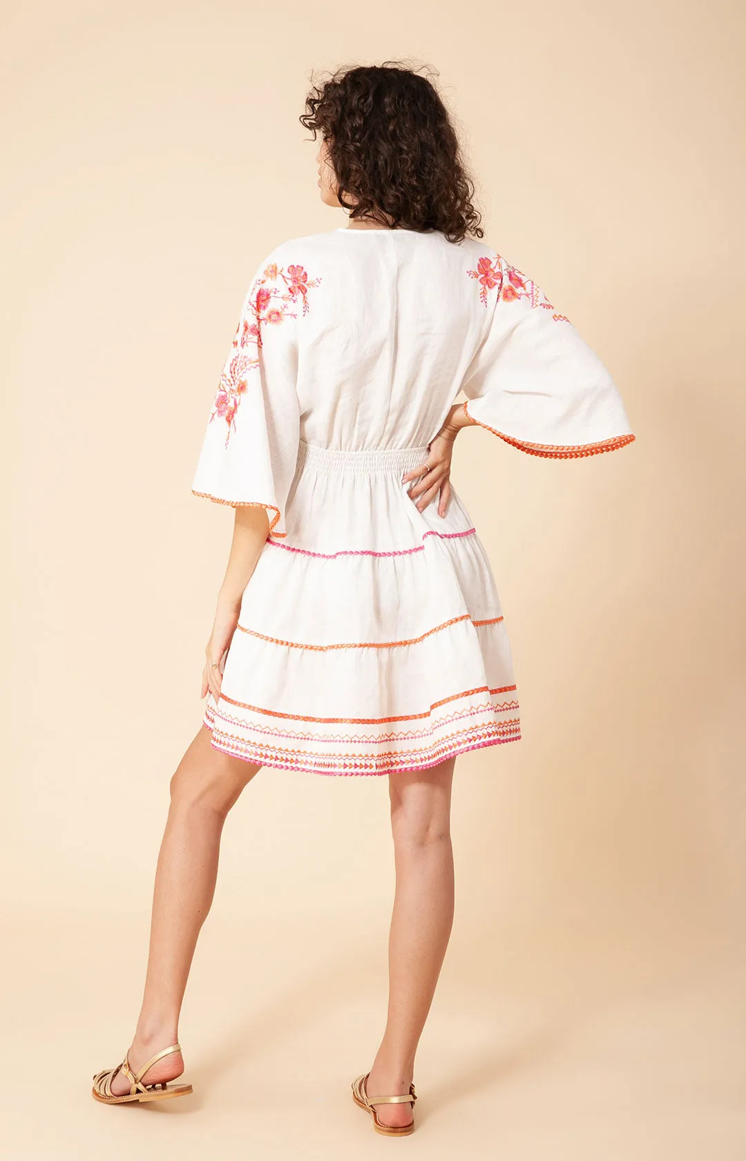 Aliah Embroidered Linen Dress