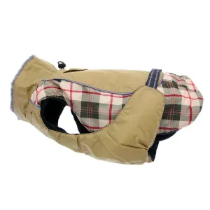 Alpine All-Weather Dog Coat Beige Plaid Medium