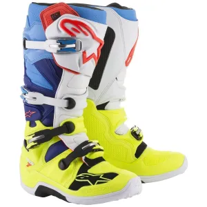 Alpinestars Tech 7 Men's Yellow/White/Blue/Cyan Motocross Boots
