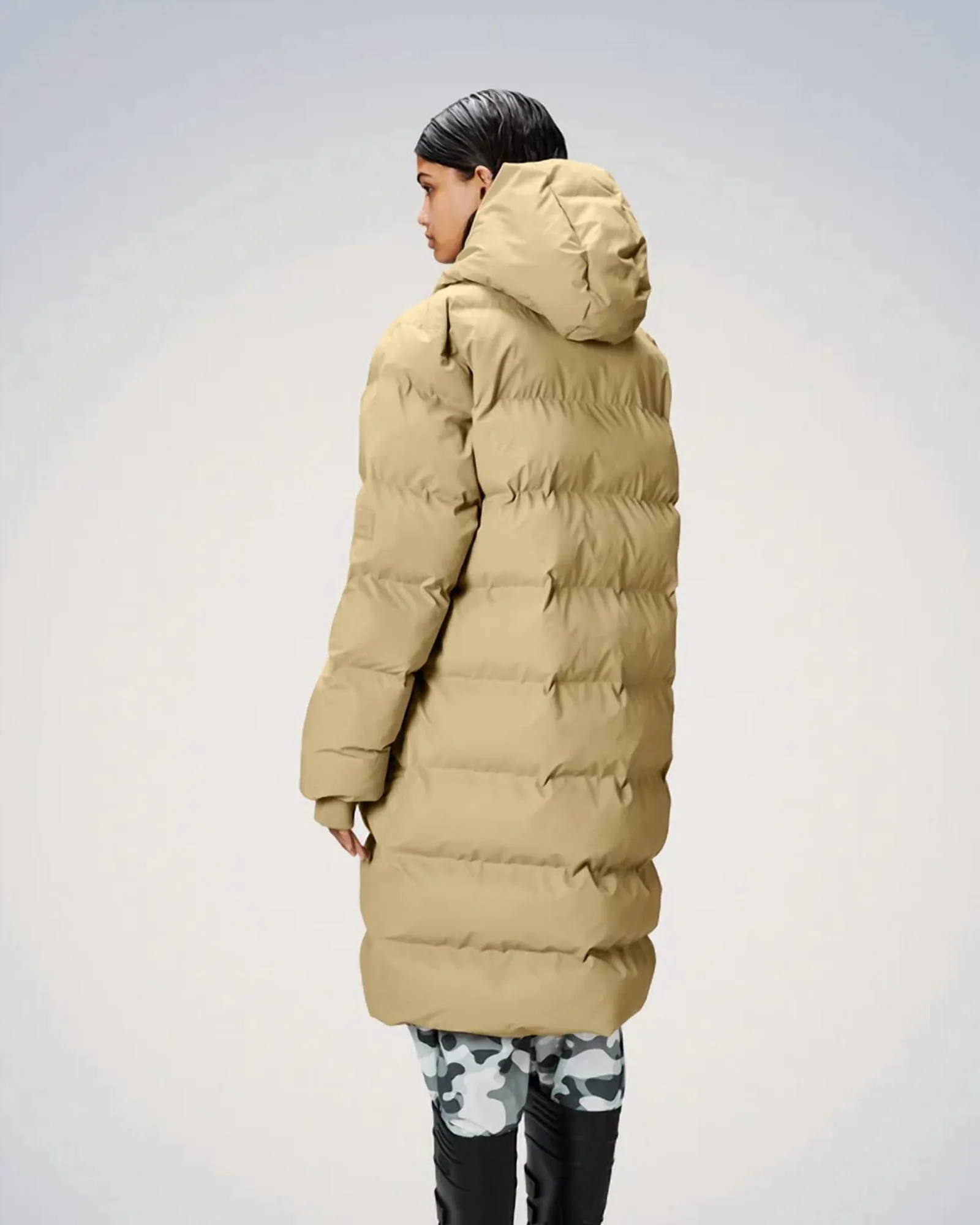 Alta Long Puffer Jacket in Sand | Sand