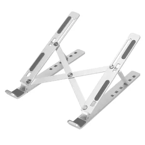 Aluminum Laptop Riser Stand - Foldable, Adjustable, Ventilated - Desktop, Tablet, Phone Holder Tray