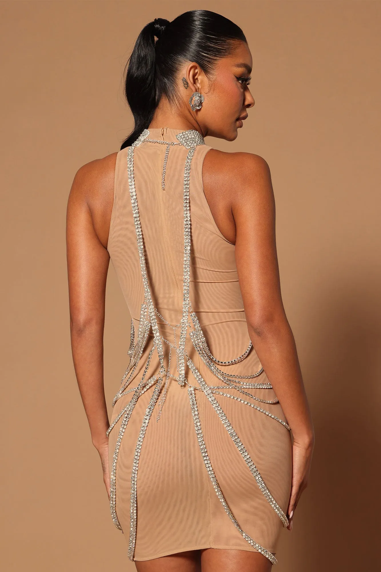 Always Sparkling Embellished Mini Dress - Silver