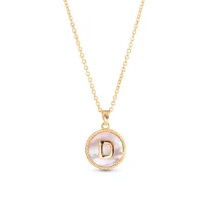 AMANDA BLU - GOLD MOTHER OF PEARL INITIAL NECKLACE - D - 18K GOLD DIPPED