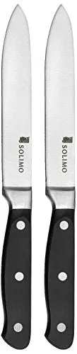 Amazon Brand - Solimo Premium High-Carbon Stainless Steel Utility Knife Set, 2-Pieces, Silver