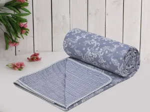 Amazon Brand - Umi Super Soft Cotton Reversible Double Dohar 84X96(Inches),Lahariya Fabric Edging/Piping Dohar,Flannel Dohar,Soft Lightweight AC Summer Blanket
