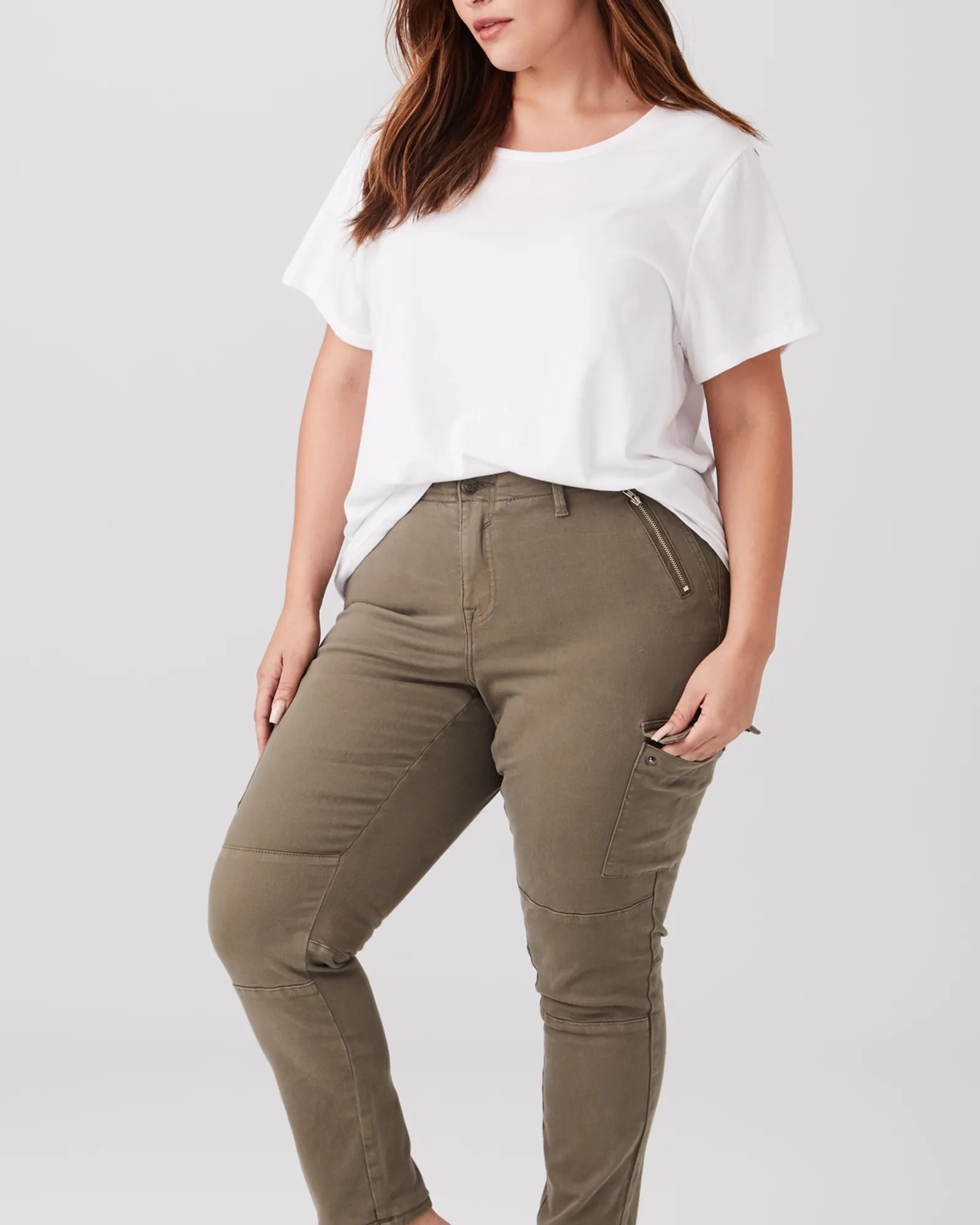 Amber Skinny Cargo Jeans | Olive Green