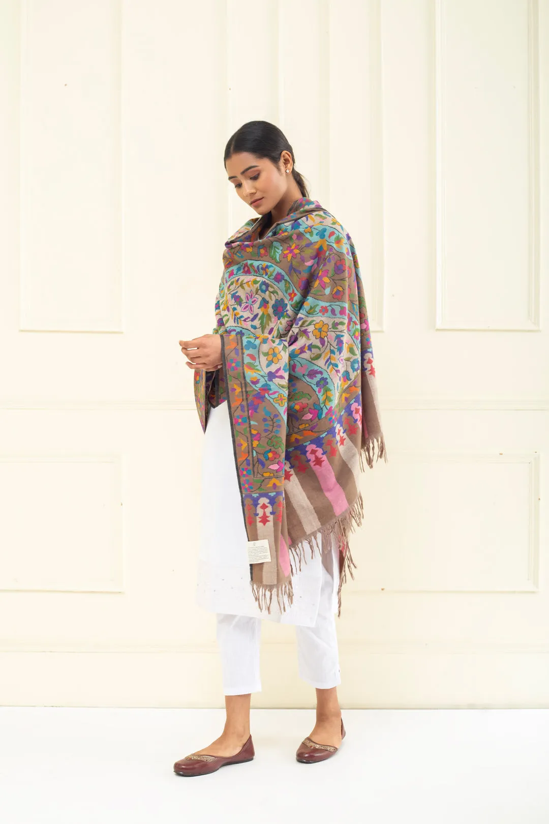 Amberlee Floral Vine Kani Jama Pashmina Shawl