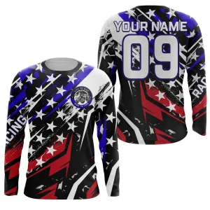 American Flag ATV Motocross Jersey Kid Men UPF30  Quad Bike Shirt Patriotic ATV Off-Road Racing