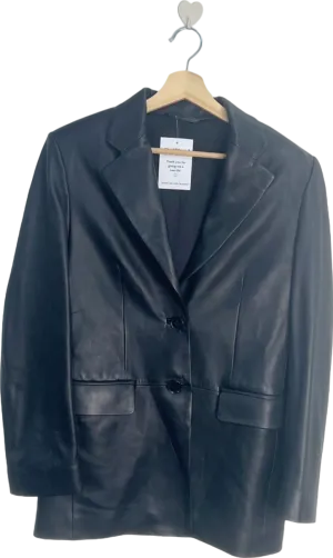& Other Stories Black Leather Blazer EU32  UK 4 / XS