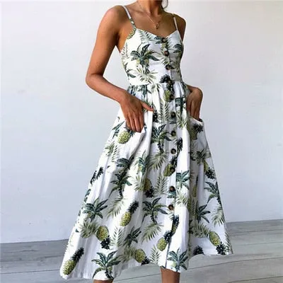 Amy Fashion - Backless Sleeveless Striped Dot Print Solid Dress