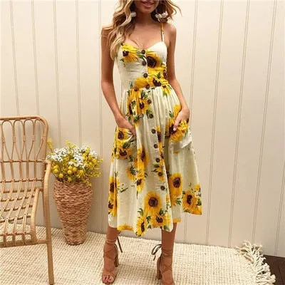 Amy Fashion - Backless Sleeveless Striped Dot Print Solid Dress