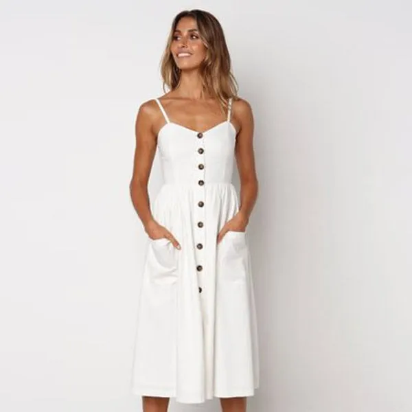 Amy Fashion - Backless Sleeveless Striped Dot Print Solid Dress