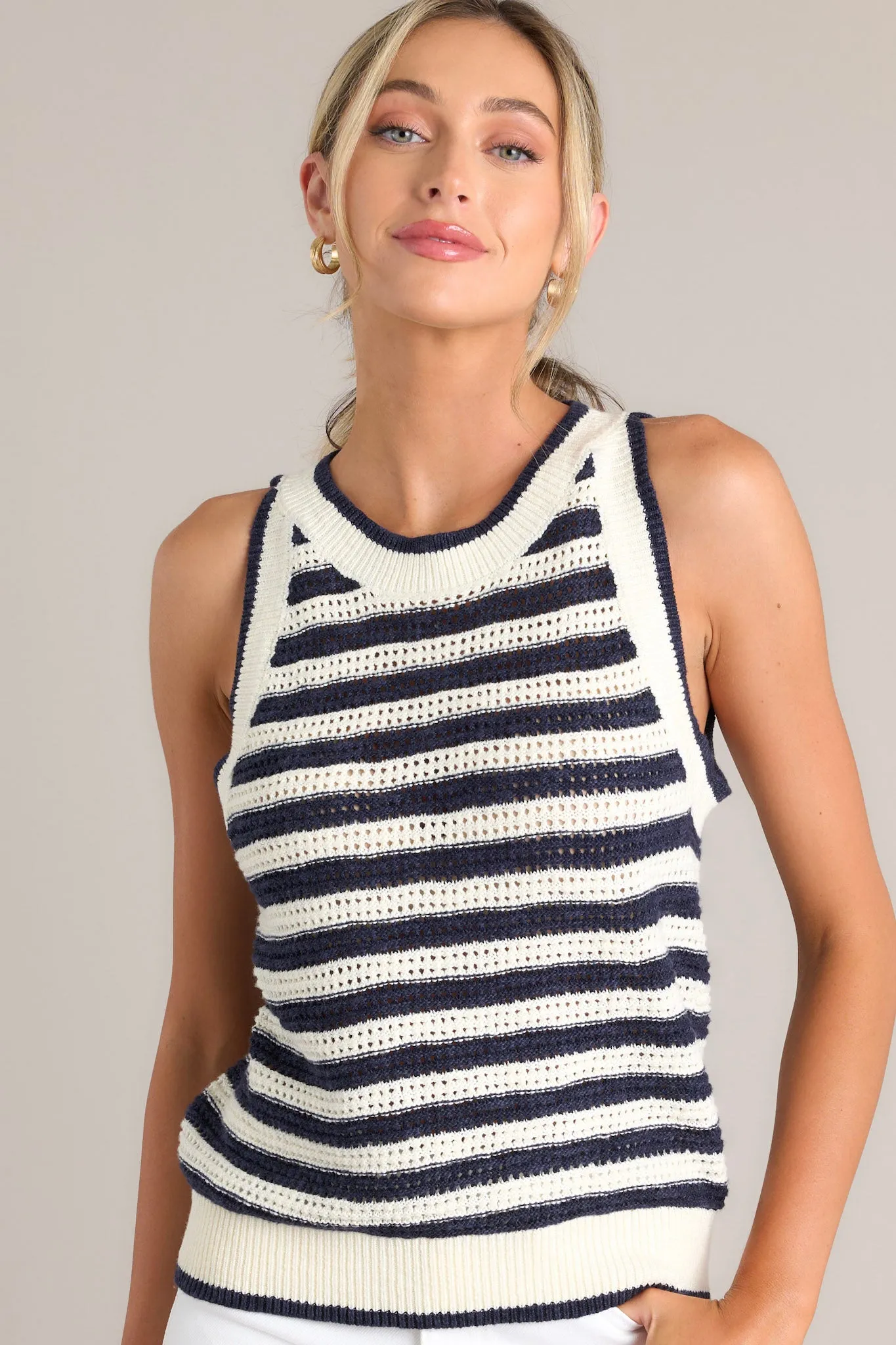 Anchors Away Navy Stripe Knit Tank