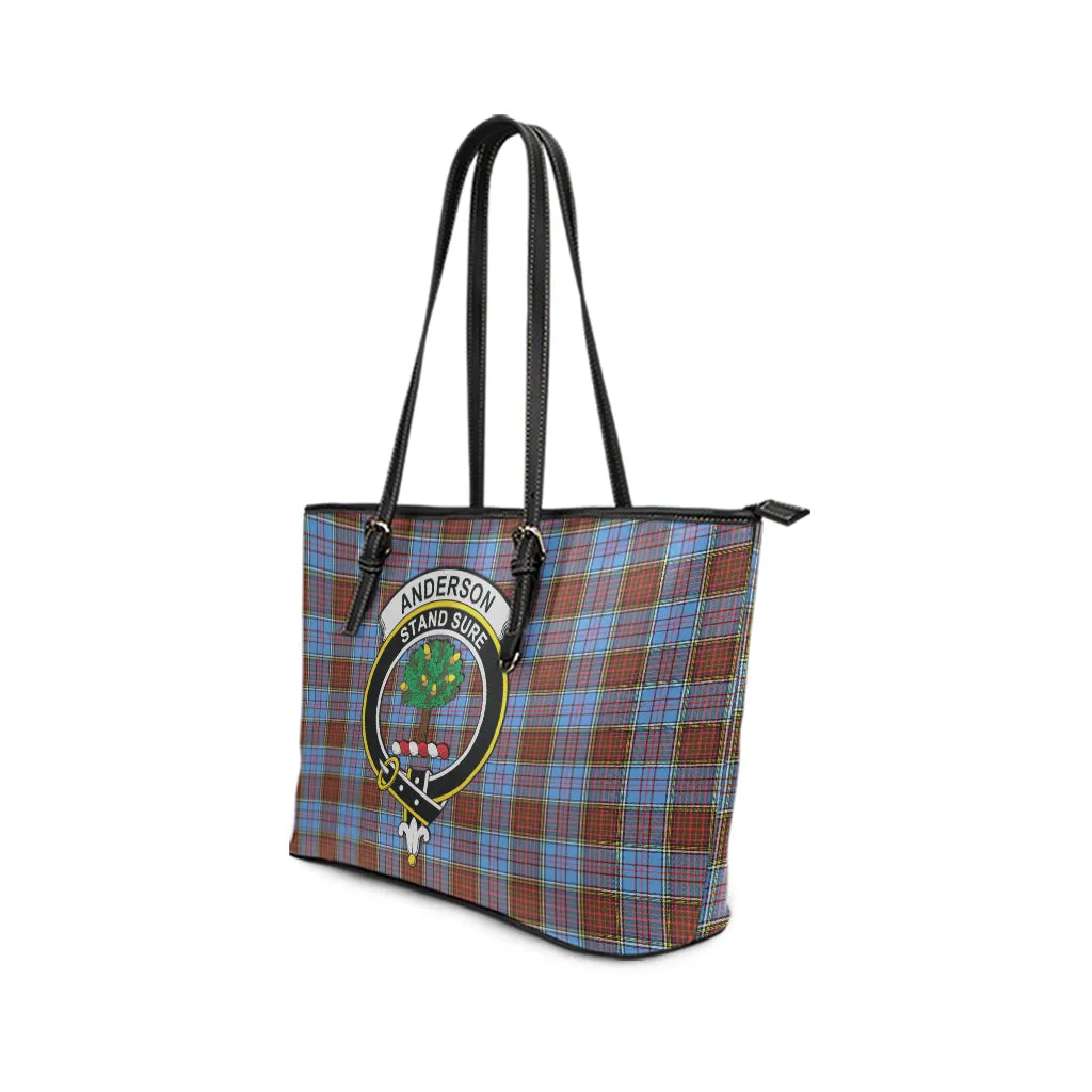 Anderson Modern Tartan Leather Tote Bag with Family Crest