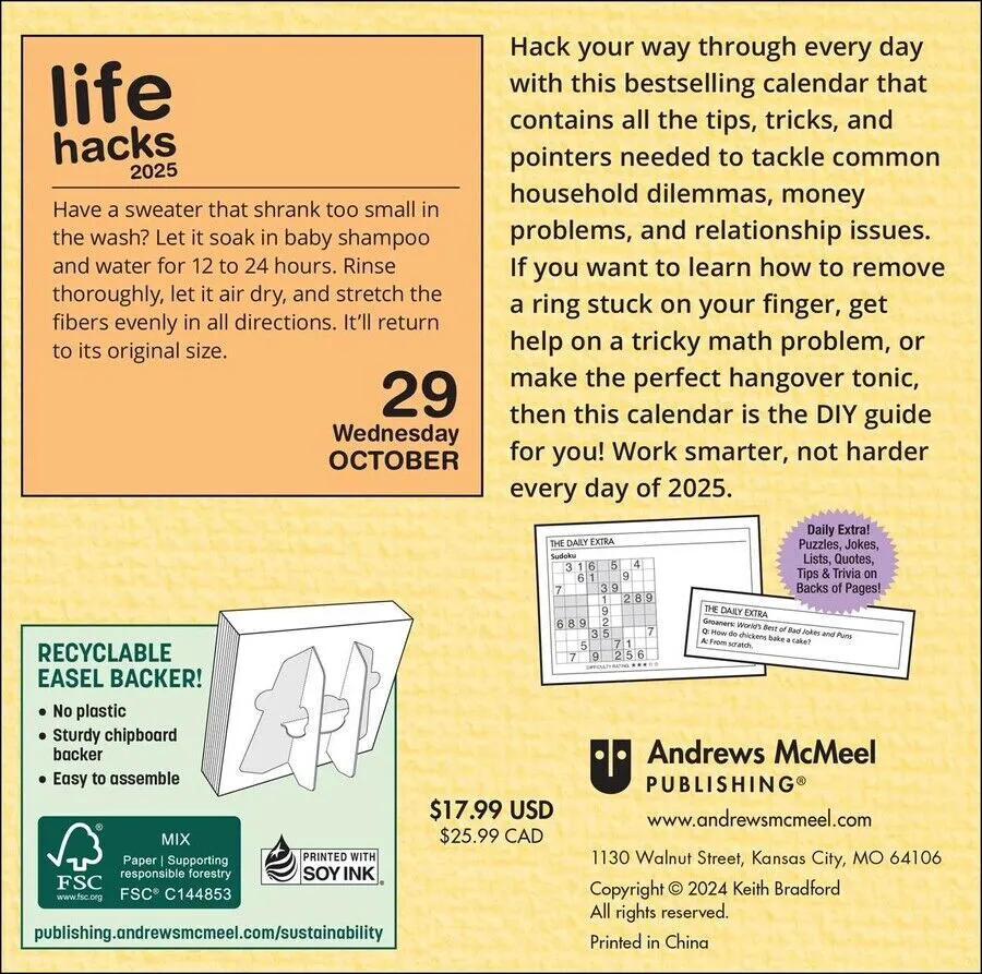 Andrews McMeel Life Hacks 2025 Day-to-Day Calendar