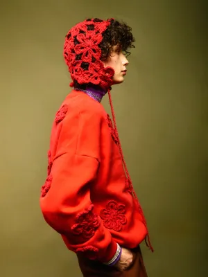 ANEMONE with flowers red crewneck