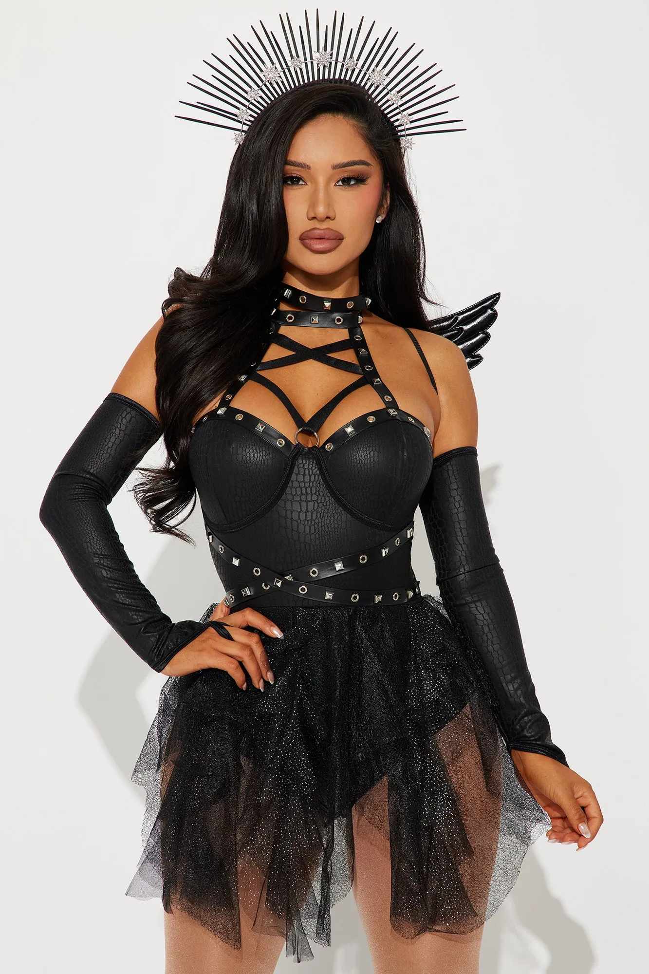 Angel Of The Night 4 Piece Costume Set - Black