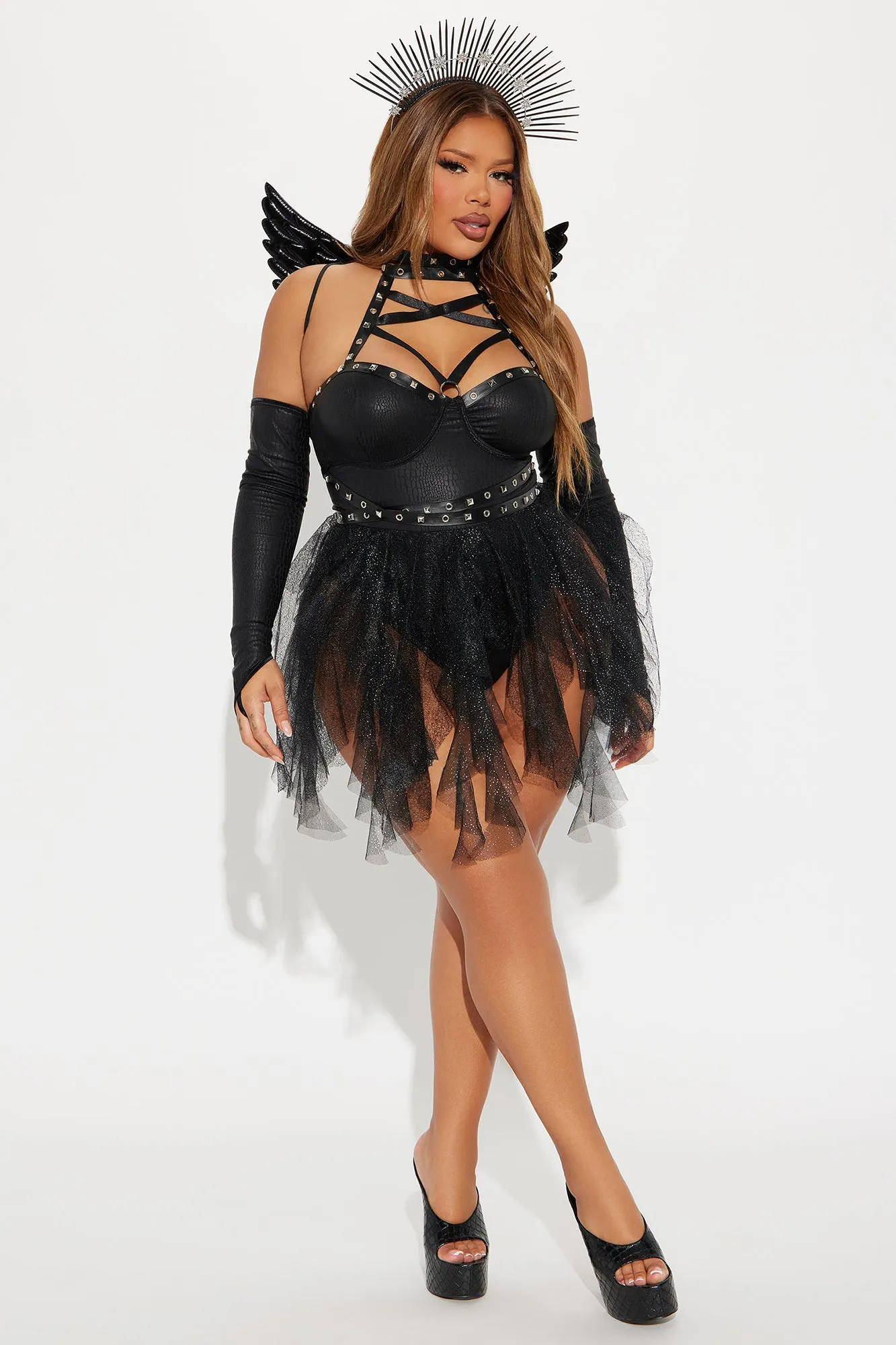 Angel Of The Night 4 Piece Costume Set - Black
