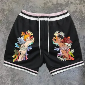 Angel print casual sports trendy shorts