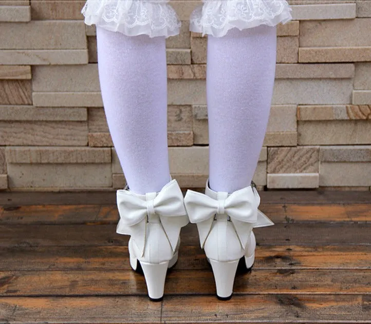 Angelic Imprint Princess Black White High Heels Shoes