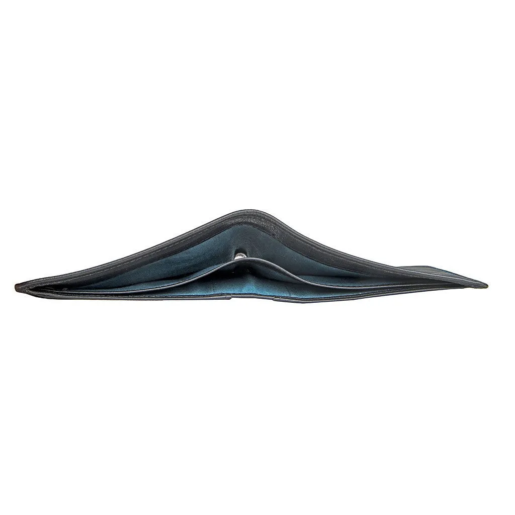 Angle Stitch Leather Slim Bifold Wallet in Black