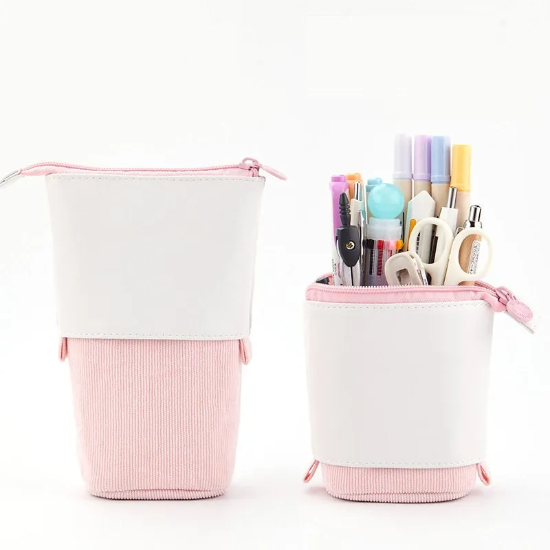 ANGOO YELLOW Retractable Standing Pen Case Pencil Case Retractable Case Storage Case Durable en Case | 185mm X 125mm X 85mm X 65mm