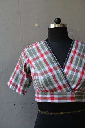 Angrakha Saree Blouse: Madras Checks