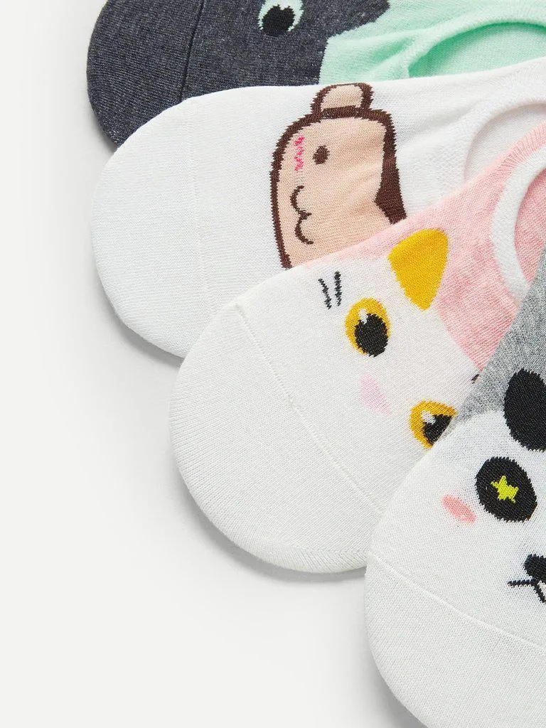 Animal Print Invisible Socks 5pairs