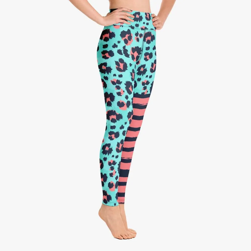 Animal Printed Leggings "BeePard" Turquoise/Pink