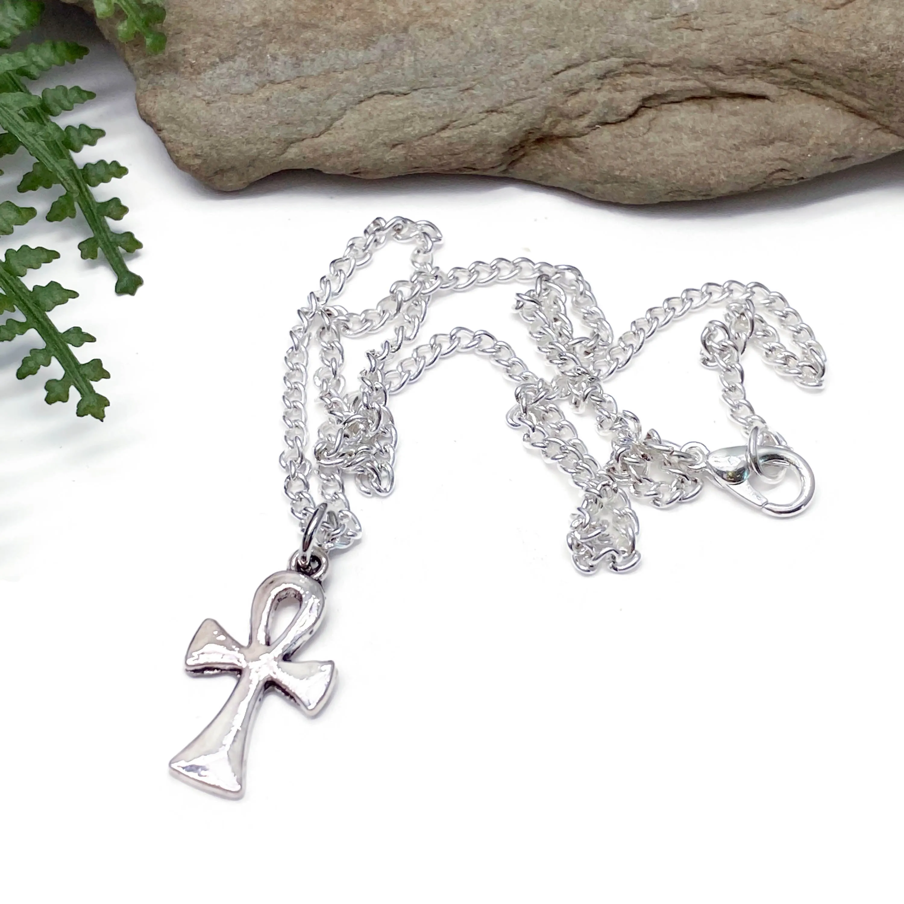Ankh Charm Silver Plated Pendant Necklace