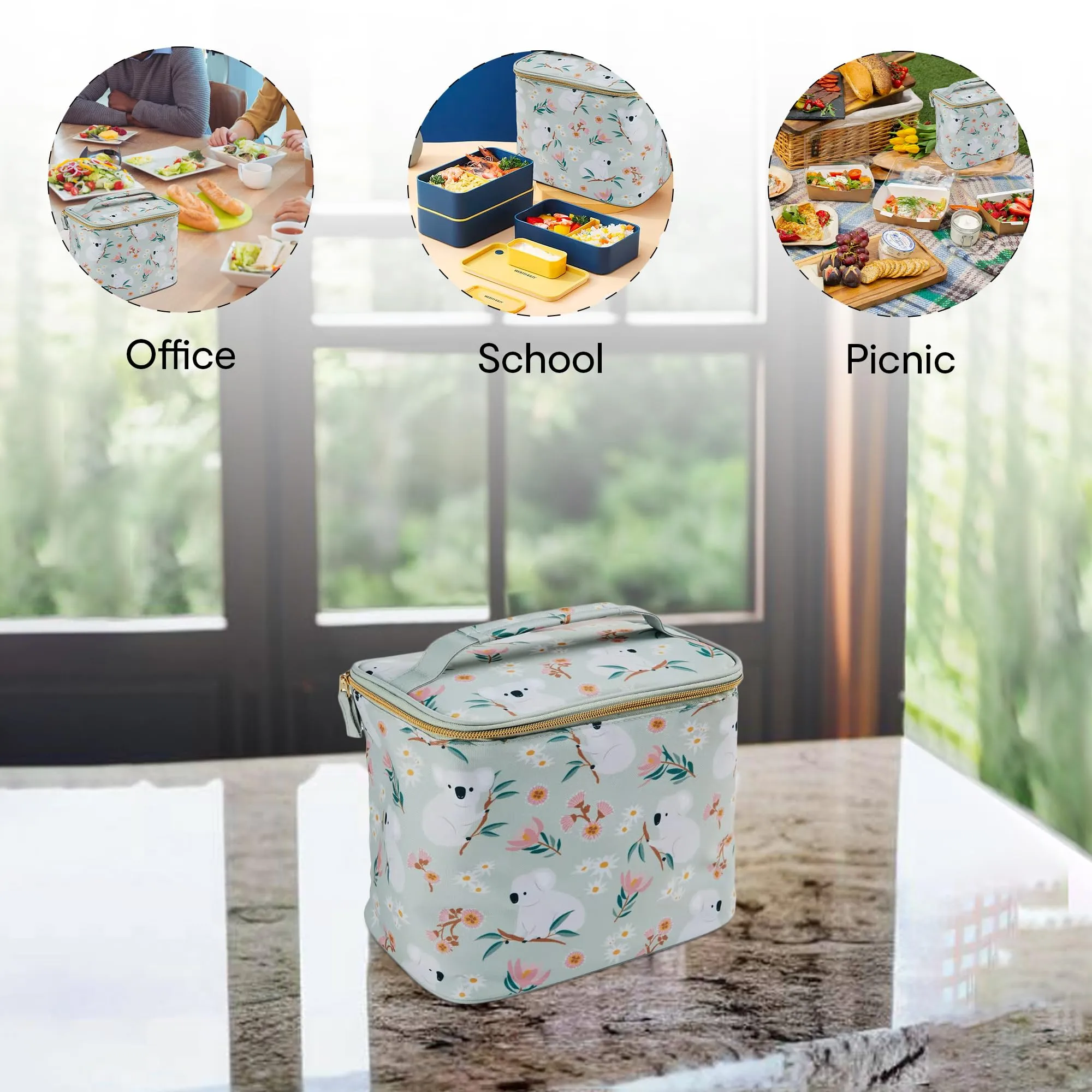 Anko Insulated Lunch Bag for Office Men, Women & School Kids |Stylish, Durable and Easily Portable Picnic Organizer, Storage Lunch Box |Polyester Office Tiffin Bag for Lunch Boxes