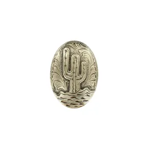 Antique Silver Oval Cactus Scarf Slide