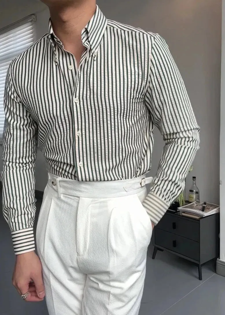 Antonios formal striped long sleeve shirt