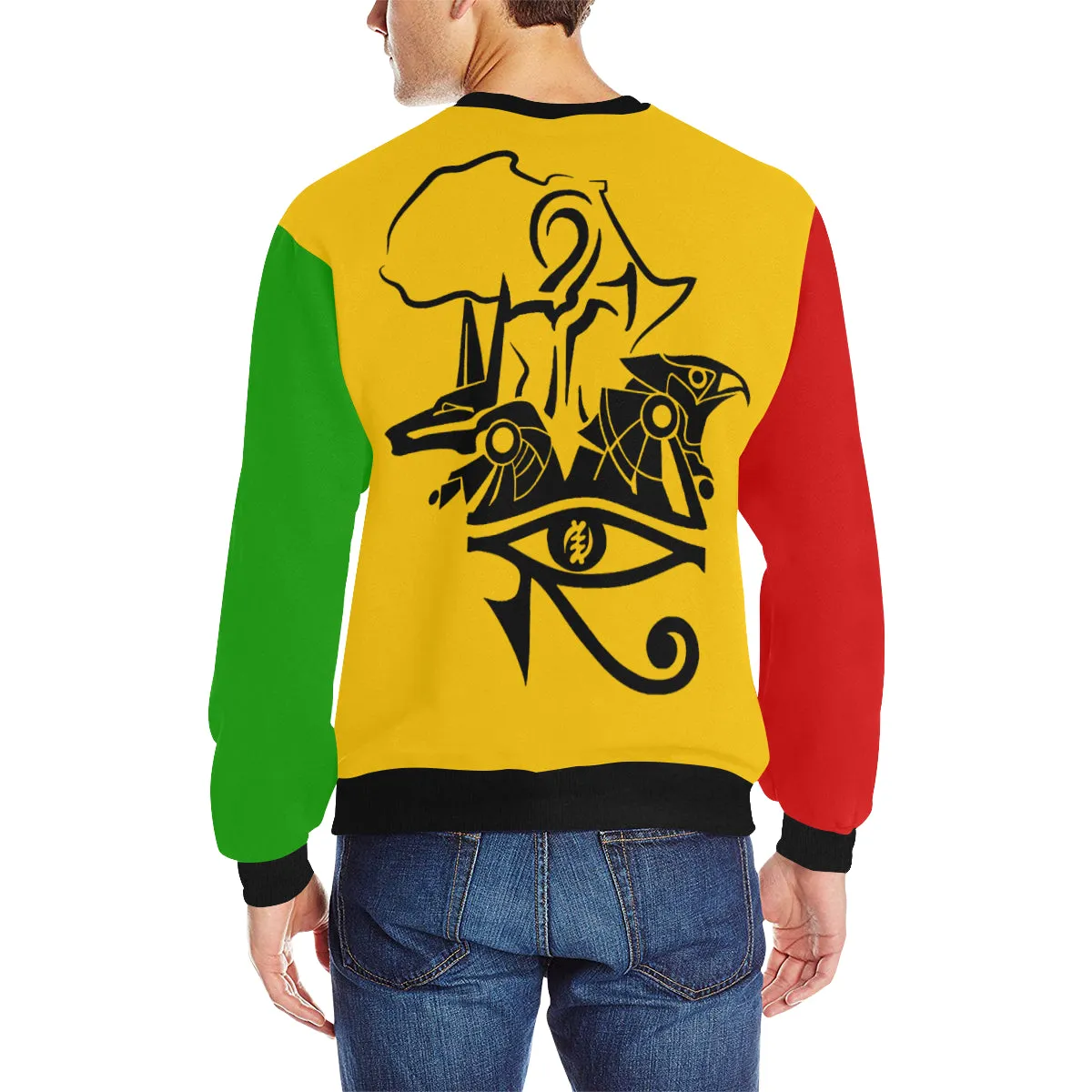 ANUBIS AND HERU Men's Rib Cuff Crew Neck Sweatshirt