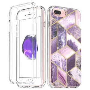 Apple iPhone 8 Plus Case, Slim Full-Body Stylish Protective Case with Built-in Screen Protector for Apple iPhone 8 Plus - Purple Marble