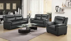 Arabella 3-Piece Upholstered Living Room Set | Brown Faux Leather