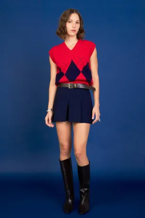 Argyle Knit V-Neck Vest