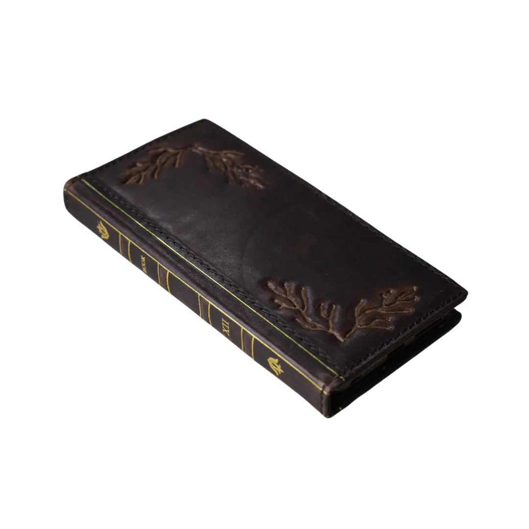 ARICHI Handmade Genuine Leather Case  for Samsung Galaxy S20-S25 Ultra, Note, and Z Fold – Vintage Bible Style with Tree Branch Embossing & Card Slots