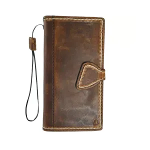 ARICHI Handmade Waxed Leather Phone Case with White Stitching and Magnetic Closure for Google Pixel 4 to 9 Pro XL - Premium Wallet Cover