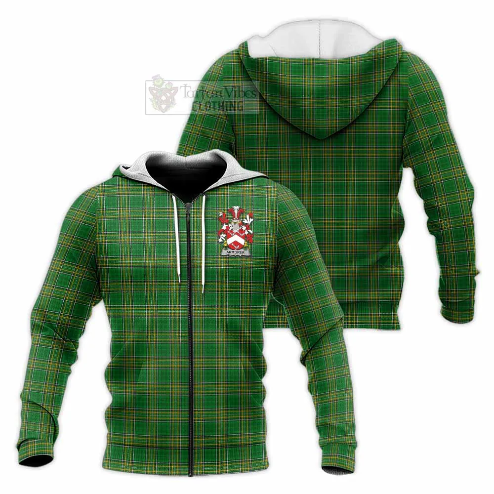 Armorer Irish Clan Tartan Knitted Hoodie with Coat of Arms