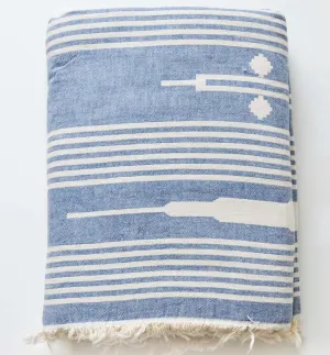 Arrow Fleece Lined Throw - Blue