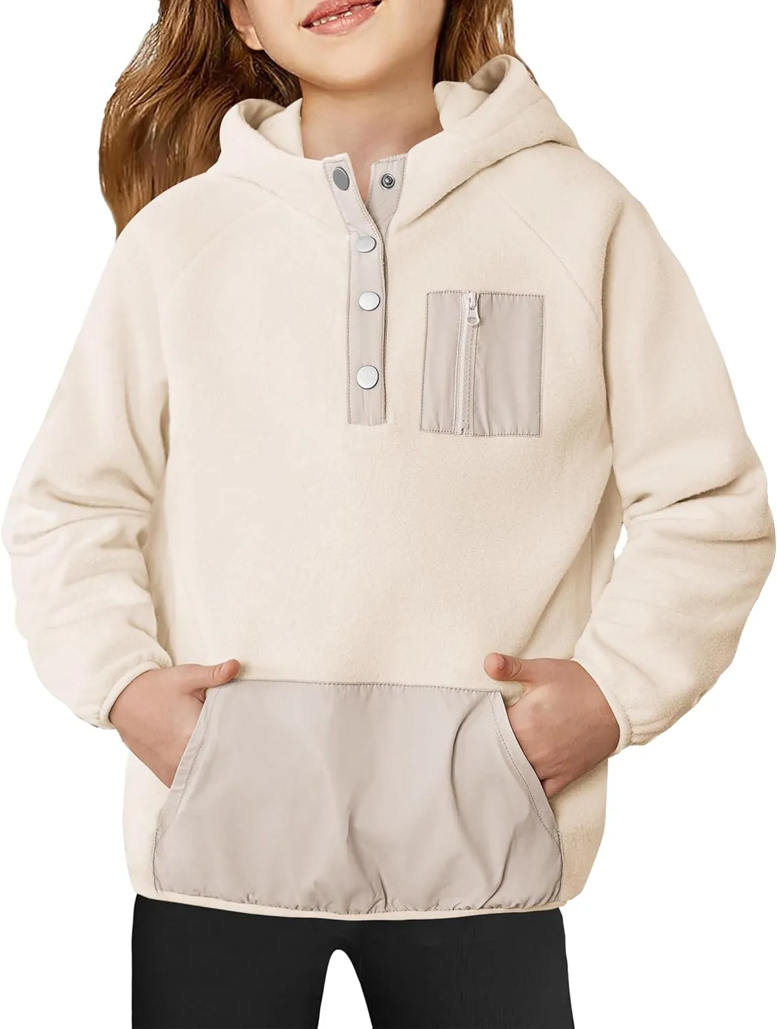 Arshiner Girls Fleece Pullover Hooded Sweatshirt Colorblock Sherpa Hoodie