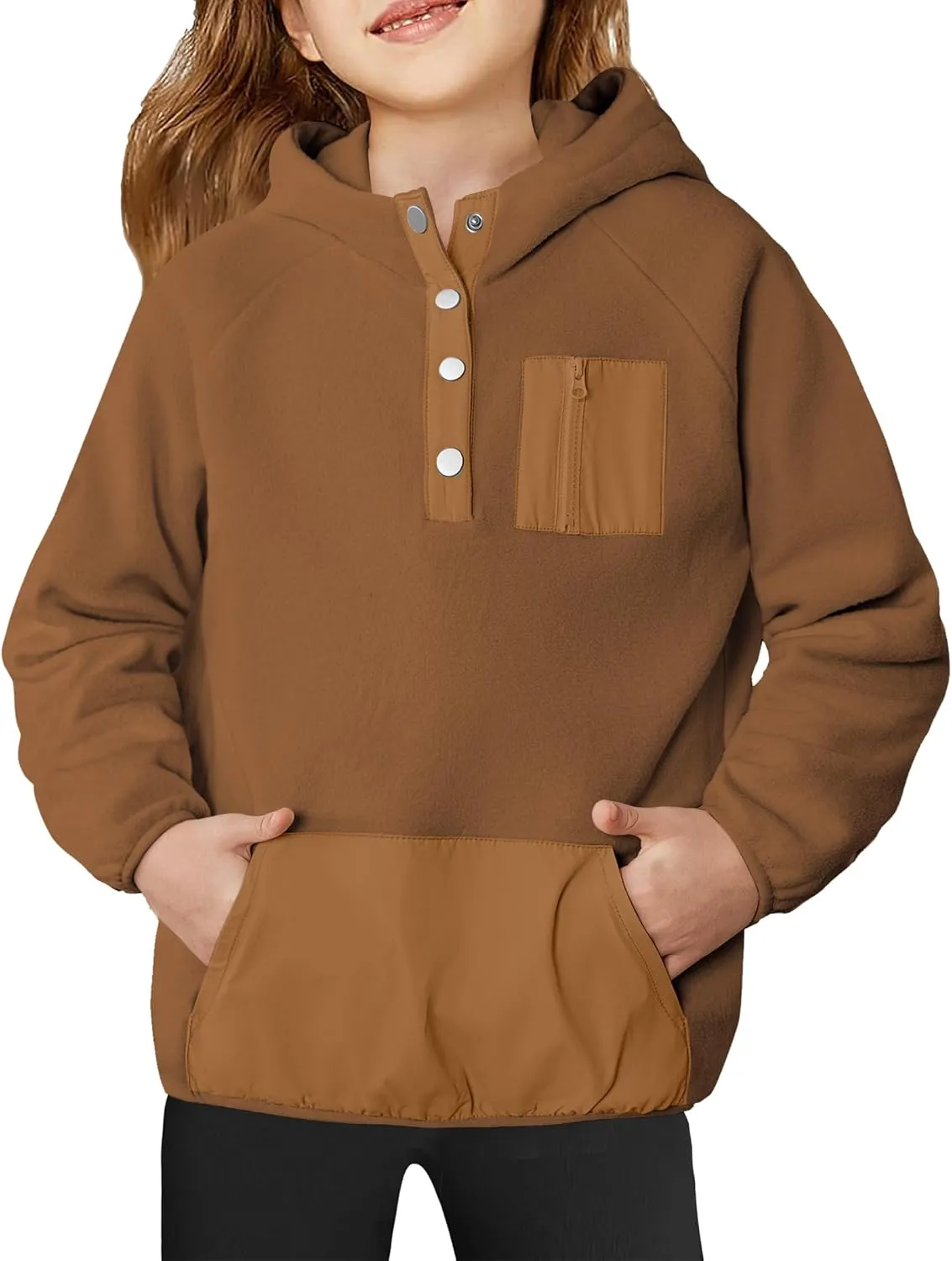 Arshiner Girls Fleece Pullover Hooded Sweatshirt Colorblock Sherpa Hoodie