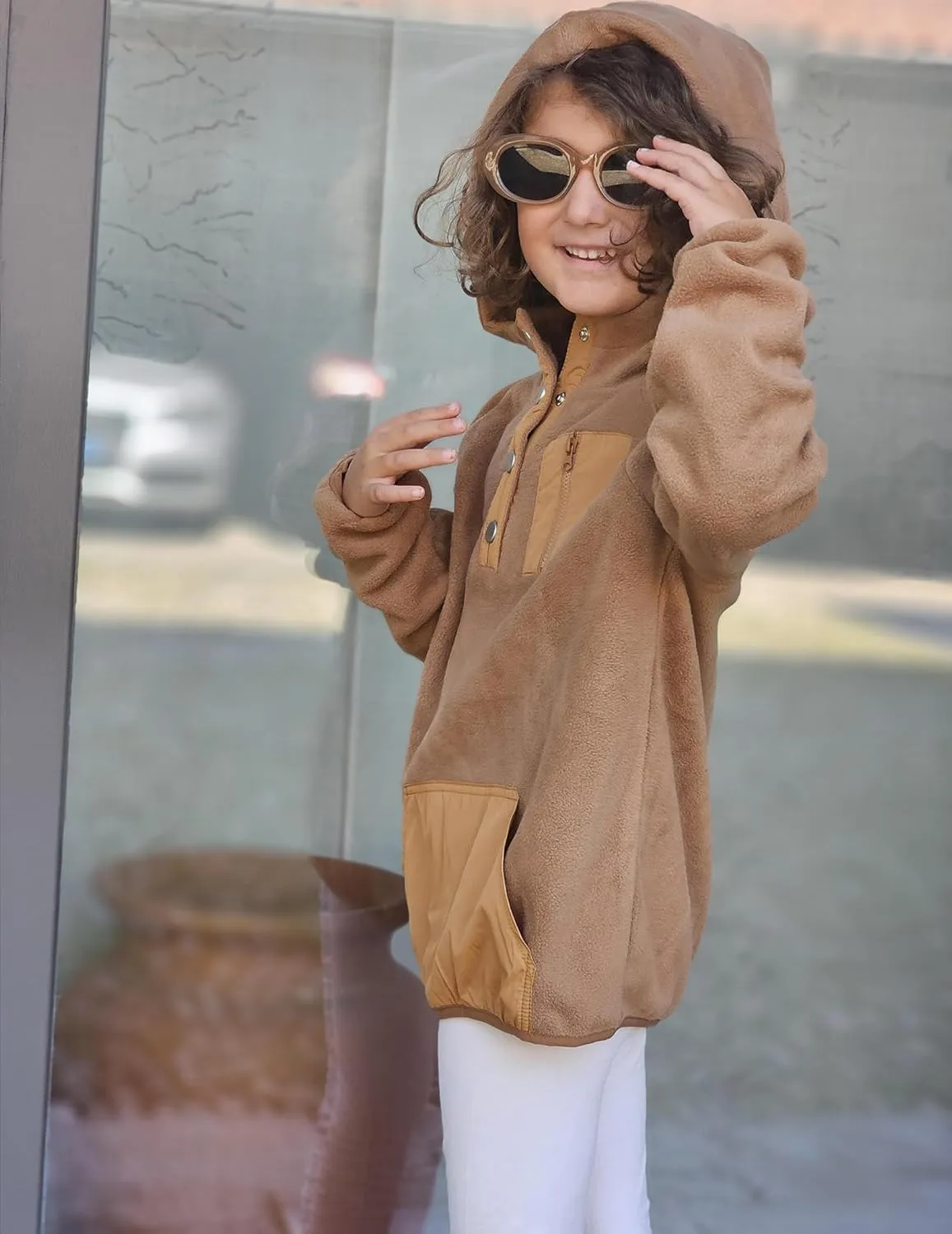 Arshiner Girls Fleece Pullover Hooded Sweatshirt Colorblock Sherpa Hoodie